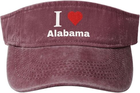 قبعات كلاسيكية I Love Alabama Sun Visor للنساء والرجال من القطن قابلة للتعديل رياضية فارغة قبعة جولف علوية in Kuwait