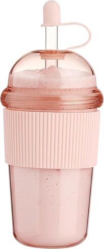 Reusable Iced Coffee Cups with Lids and Straws 17oz, Boba Cup with Straw, Tumbler with Silicone Sleeve for Cold Drinks, Iced Coffee, Bubble Tea - Pink in Kuwait