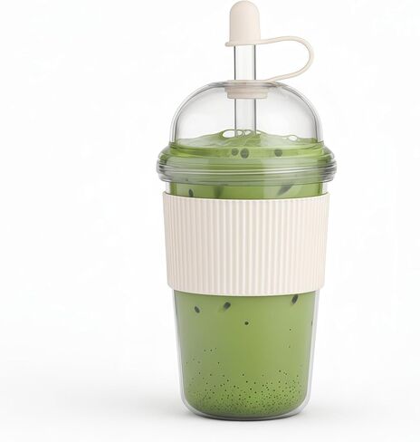 Reusable Iced Coffee Cups with Lids and Straws 17oz, Boba Cup with Straw, Tumbler with Silicone Sleeve for Cold Drinks, Iced Coffee, Bubble Tea - Pink in Kuwait