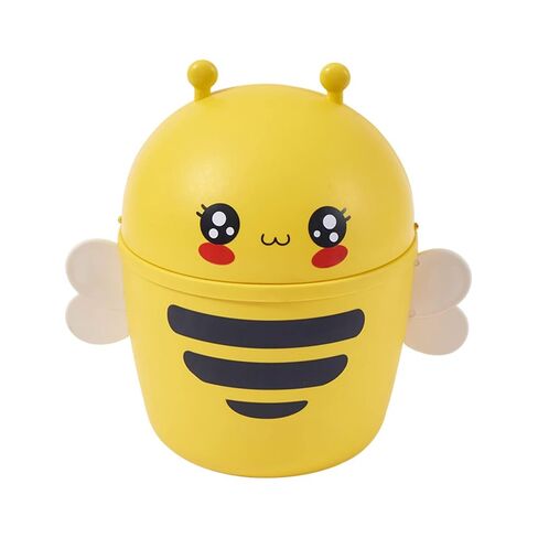 0.7 Gal Mini Desktop Trash Can with Lid, Small Bumble Bee Countertop Garbage Bin, Plastic Tiny Tabletop Wastebasket for Office/Kitchen/Coffee Table Room Decoration - Yellow in Kuwait