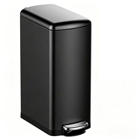 Takywep 8 Gallon Slim Stainless Steel Trash Can, Narrow Skinny Garbage Bin with Soft Close Lid & Removable Inner Bucket, Slim Waste Container for Kitchen Bathroom Office Living Room Silver in Kuwait
