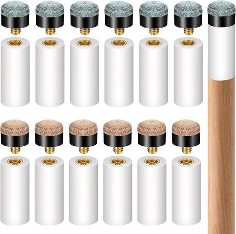 12 PCS Pool Cue Stick Tips, Screw On Replacement Kit, 13mm Blue & Brown Leather Cue Tips with White Ferrules, No Glue No Clamp Needed, Billiard Cues Stick Repair Accessories for Pool Snooker Cues in Kuwait