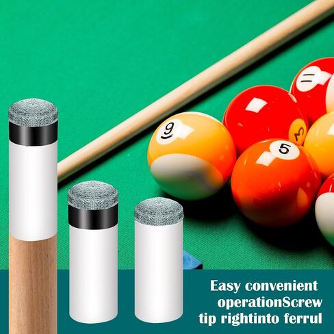 12 PCS Pool Cue Stick Tips, Screw On Replacement Kit, 13mm Blue & Brown Leather Cue Tips with White Ferrules, No Glue No Clamp Needed, Billiard Cues Stick Repair Accessories for Pool Snooker Cues in Kuwait