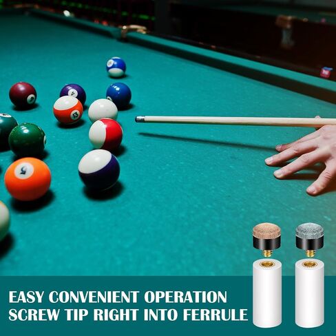 12 PCS Pool Cue Stick Tips, Screw On Replacement Kit, 13mm Blue & Brown Leather Cue Tips with White Ferrules, No Glue No Clamp Needed, Billiard Cues Stick Repair Accessories for Pool Snooker Cues in Kuwait