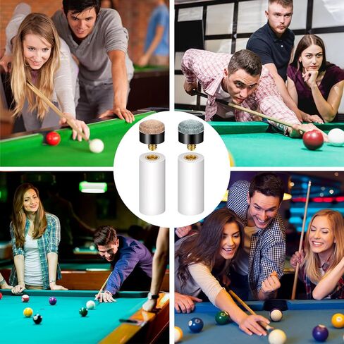 12 PCS Pool Cue Stick Tips, Screw On Replacement Kit, 13mm Blue & Brown Leather Cue Tips with White Ferrules, No Glue No Clamp Needed, Billiard Cues Stick Repair Accessories for Pool Snooker Cues in Kuwait