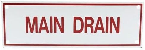 Main Drain Sign, Aluminum, 6" x 2" (Sign With 12 Inch Chain, (1) Unit) in Kuwait