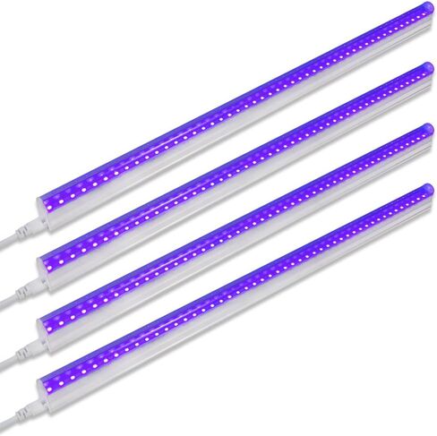Barrina UV LED Blacklight Bar, 9W 2ft, T5 Integrated Bulb, Black Light Fixture for Blacklight Poster Halloween Decorations and Christmas Party, Fun Atmosphere with Built-in ON/Off Switch(4-Pack) in Kuwait