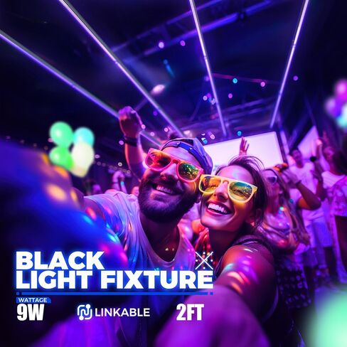 Barrina UV LED Blacklight Bar, 9W 2ft, T5 Integrated Bulb, Black Light Fixture for Blacklight Poster Halloween Decorations and Christmas Party, Fun Atmosphere with Built-in ON/Off Switch(4-Pack) in Kuwait