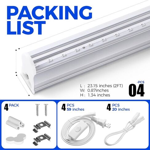 Barrina UV LED Blacklight Bar, 9W 2ft, T5 Integrated Bulb, Black Light Fixture for Blacklight Poster Halloween Decorations and Christmas Party, Fun Atmosphere with Built-in ON/Off Switch(4-Pack) in Kuwait