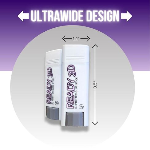 عصا غراء ممتازة للطابعة ثلاثية الأبعاد من READY3D، غير سامة، لجميع لوحات البناء، تصميم مربع، الأفضل لـ PLA/ABS/PETG/ASA/TPU/PA/PC، سهلة التنظيف (4 عبوات) in Kuwait