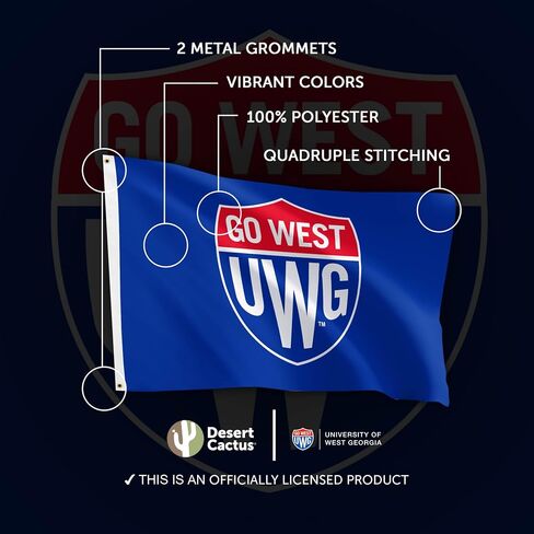 علم UWG لجامعة صبار الصحراء بجورجيا الغربية - لافتة ذئاب مقاس 3 × 5 أقدام، قماش متين للاستخدام الداخلي/الخارجي، تصميم بوليستر 100% (النمط 1) in Kuwait