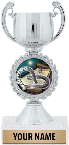 6.5" Silver Horseshoes Trophies, Custom Chaplet Cup Horseshoes Trophy Award Prime in Kuwait