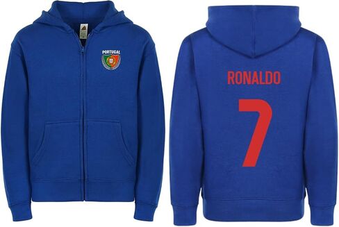 Kids Portugal Flag Zip Up Hoodie – Youth Soccer Fan Fleece Sweatshirt with Front & Back Design, Boys & Girls in Kuwait