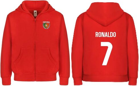 Kids Portugal Flag Zip Up Hoodie – Youth Soccer Fan Fleece Sweatshirt with Front & Back Design, Boys & Girls in Kuwait