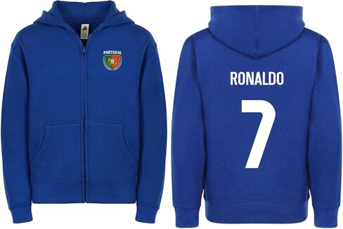 Kids Portugal Flag Zip Up Hoodie – Youth Soccer Fan Fleece Sweatshirt with Front & Back Design, Boys & Girls in Kuwait