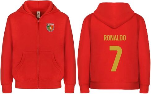 Kids Portugal Flag Zip Up Hoodie – Youth Soccer Fan Fleece Sweatshirt with Front & Back Design, Boys & Girls in Kuwait