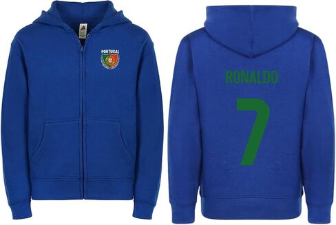 Kids Portugal Flag Zip Up Hoodie – Youth Soccer Fan Fleece Sweatshirt with Front & Back Design, Boys & Girls in Kuwait