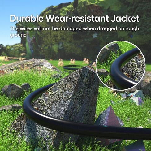 PlugSaf Black Outdoor Extension Cord 50 ft 16/3 Gauge Waterproof, Cold Weatherproof -58°F, Flame Retardant, Flexible 3 Prong Electric Cord for Lawn Office,13A 1625W 16AWG SJTW, ETL Listed in Kuwait