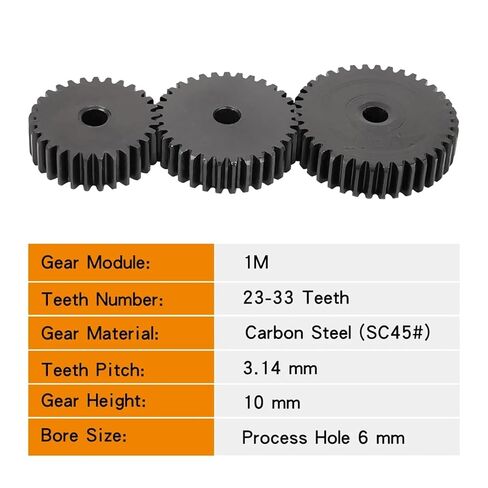 ترس ترس محرك فولاذي شديد التحمل 1M-23T/24T/25T/26T/27T/28T/29T/30T/31T/32T/33T ترس أسطواني من الفولاذ الكربوني الأسود لأجزاء النقل (1M31T - تتحمل 6 مم) in Kuwait