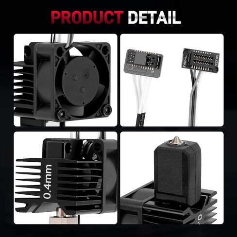 0.4mm Hardened Steel Hotend Kit Compatible with Bambu Lab P1P / P1S 3D Printers, 0.4 mm Nozzle, Complete Assembly with Cooling Fan, Ceramic Heater & Thermistor, Supports Up to 300°C in Kuwait
