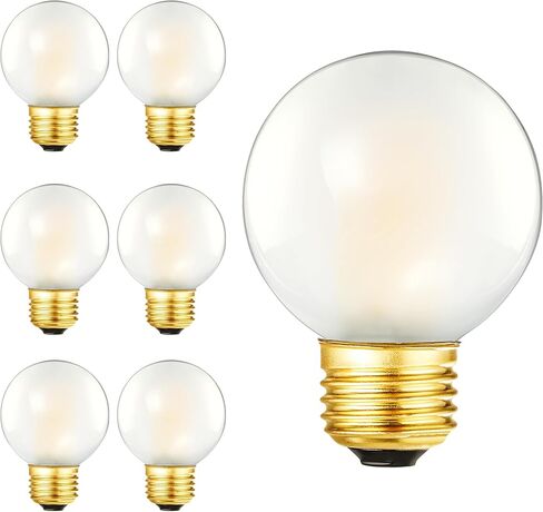 Dimmable E26 Edison Bulb G16.5 Frosted LED Bulb 6W Equal 60 watt Light Bulb, Warm 2700K,600LM AC120V, 60W Globe Light Bulb for Ceiling Fans, Chandeliers, Vanity,6Pack (6W-2700K) in Kuwait