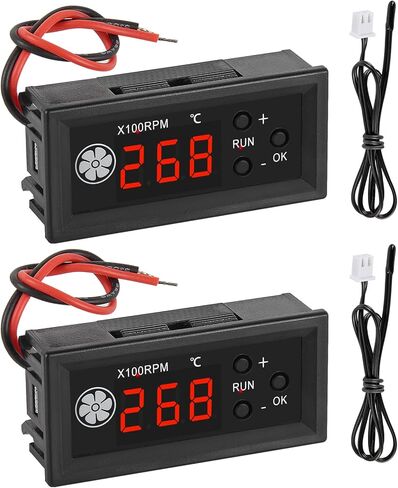 UMLIFE 2PCS 4-Wire PWM Fan Temperature Controller with Temperature Probe Digital Display ℃ Temperature Controlled Governor, Digital Display ℃ Temperature Controlled Governor for 3A Fan PC, DC 12V in Kuwait