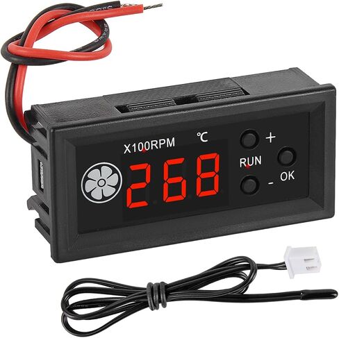 UMLIFE 2PCS 4-Wire PWM Fan Temperature Controller with Temperature Probe Digital Display ℃ Temperature Controlled Governor, Digital Display ℃ Temperature Controlled Governor for 3A Fan PC, DC 12V in Kuwait