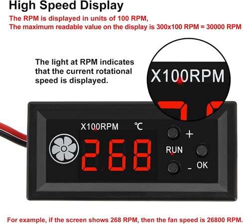 UMLIFE 2PCS 4-Wire PWM Fan Temperature Controller with Temperature Probe Digital Display ℃ Temperature Controlled Governor, Digital Display ℃ Temperature Controlled Governor for 3A Fan PC, DC 12V in Kuwait
