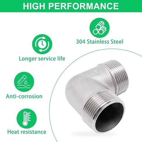 1 قطعة 90 درجة الكوع 1-1/4 "NPT ذكر x 1-1/4" NPT ذكر شارع الكوع 304 تجهيزات أنابيب الفولاذ المقاوم للصدأ ذكر الخيوط المقرنة in Kuwait