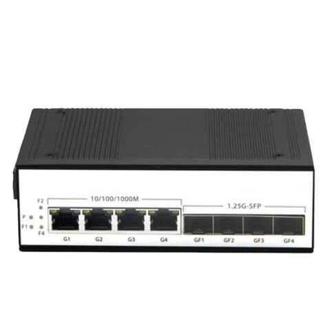 Industrial Fiber Optic Switch, 4xSFP, 4x1000M Gigabit Ethernet, PoE Power Supply, Optical transceiver, Supports Stacking. in Kuwait
