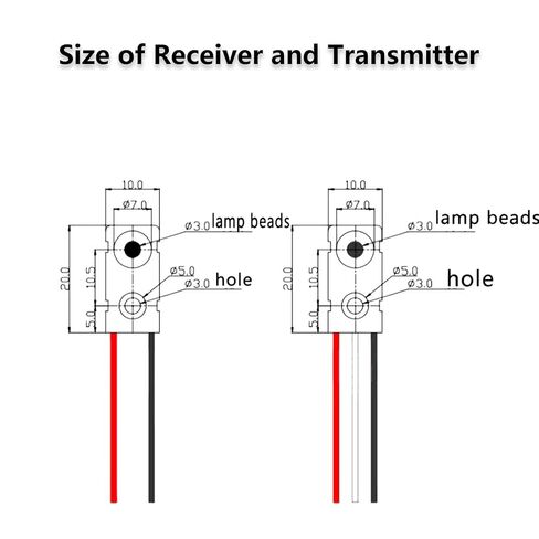 [2-Pack] IR Break Beam Sensor 5MM LEDs Counting Module Split Through-Beam Photoelectric Switch for Apply Relay, K60, PLC, 51 microcontroller, STM32, Detection Distance 39.4" / 1M in Saudi Arabia