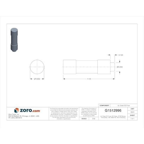 Mersen ATQR Time-Delay/Class CC Small-Dimension Fuse, 600VAC/300VDC, 200kA AC/100kA DC, 15 Ampere, 13/32" Diameter x 1-1/2" Length in Saudi Arabia