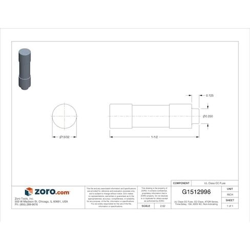 Mersen ATQR Time-Delay/Class CC Small-Dimension Fuse, 600VAC/300VDC, 200kA AC/100kA DC, 15 Ampere, 13/32" Diameter x 1-1/2" Length in Saudi Arabia