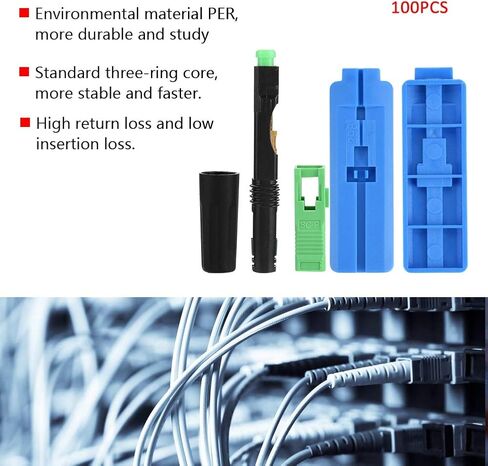 Cryfokt 1100Pcs SC Embedded Fiber Quick Connector, Single Mode Mechanical Fast Connector Low Insertion High Return Loss PER Material for FTTH CATV Broadband Security Monitoring Network in Saudi Arabia