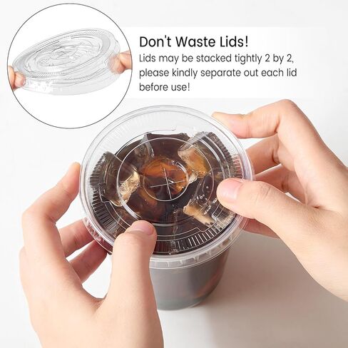 [100 Sets - 16oz Round Bottom Clear Plastic Cups with Lids and Straws, Disposable Iced Coffee Cups with Lids To Go Cold Drink Cups for Smoothies, Juices, Party Catering in Kuwait
