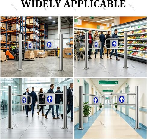 Stainless Steel Automatic Swing Gate - One-Way Entrance Door for Warehouses, Pedestrian Access, 110x97cm, Durable & Secure Safety Solution in Kuwait