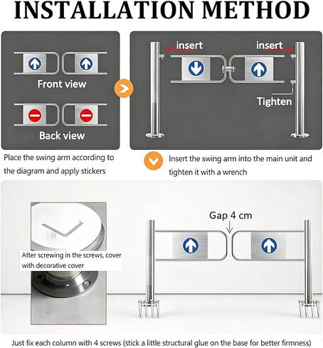 Automatic Stainless Steel Swing Gate - One-Way Entrance Door for Markets & Libraries, Durable Metal Universal Gate, Safe & Stylish for High-Traffic Areas 150×97cm in Kuwait