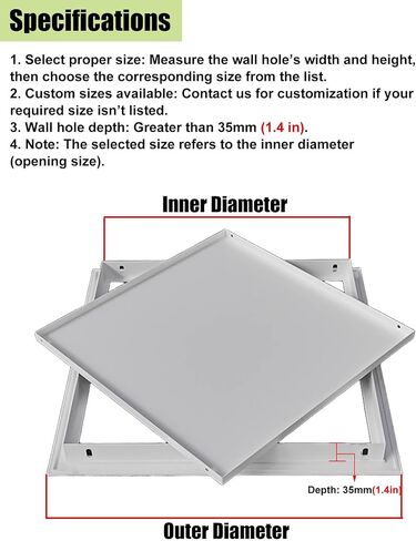 18x18, 20x20, 22x22 White Aluminum Access Door, Ceiling Inspection Hatch with Removable Tray, Service Shaft Door Panel for Shops, Factories and Hotels(15x16in/38.1x40.6cm) in Kuwait