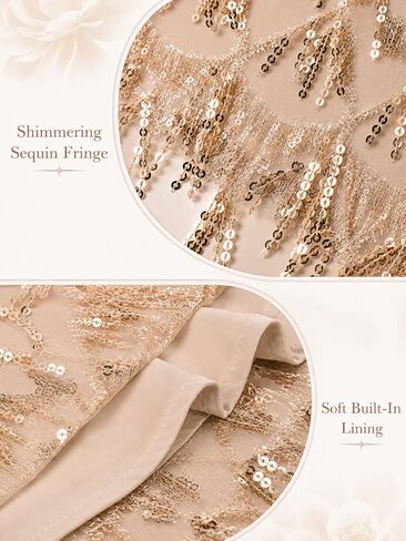 WELAKEN Girls One Shoulder Sequin Fringe Flapper Dress with Side Zipper in Kuwait