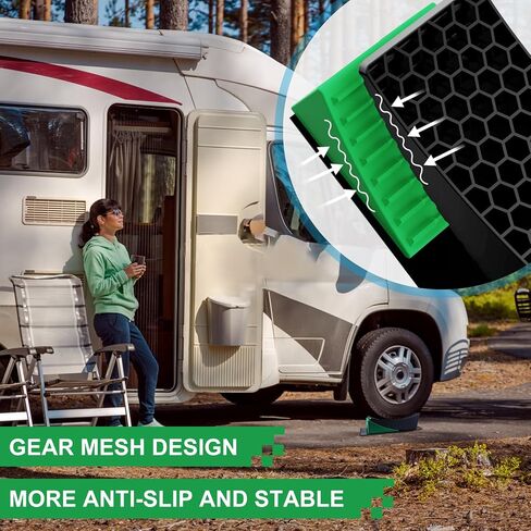 2Packs RV Leveling Blocks System Kit Camper Leveling Blocks for RVS Trailer with Carrying Bag, Anti-Slip Mats, T Bubble Level Up to 35000 LBS in Kuwait