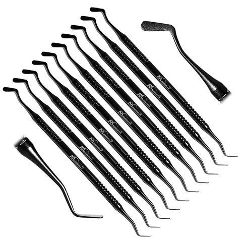 10-Pcs الأسنان شقة البلاستيك ملء أداة 3 مللي متر مزدوجة نهاية التصالحية مركب أداة التنسيب وعاء من الستانليس ستيل الأسود in Kuwait