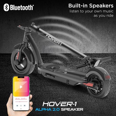 سكوتر كهربائي قابل للطي Hover-1 Alpha 2.0 مع محرك بدون فرش بقدرة 450 وات، وسرعة قصوى تبلغ 18 ميلاً في الساعة، وإطارات مملوءة بالهواء مقاس 10 بوصات ونطاق 12 ميلًا in Kuwait