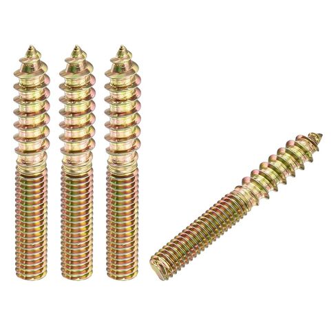 50 قطعة من براغي التعليق - [M4-0.7x25] مسامير خشبية مزدوجة الرأس لتجميع الأثاث الخشبي وإصلاحه، بقع وصلات قضيب خيط مزدوج، طلاء زنك ملون in Kuwait
