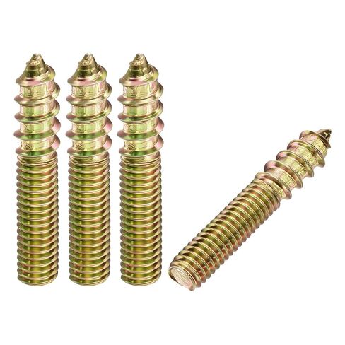 50 قطعة من براغي التعليق - [M4-0.7x25] مسامير خشبية مزدوجة الرأس لتجميع الأثاث الخشبي وإصلاحه، بقع وصلات قضيب خيط مزدوج، طلاء زنك ملون in Kuwait