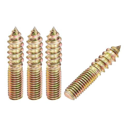 50 قطعة من براغي التعليق - [M4-0.7x25] مسامير خشبية مزدوجة الرأس لتجميع الأثاث الخشبي وإصلاحه، بقع وصلات قضيب خيط مزدوج، طلاء زنك ملون in Kuwait