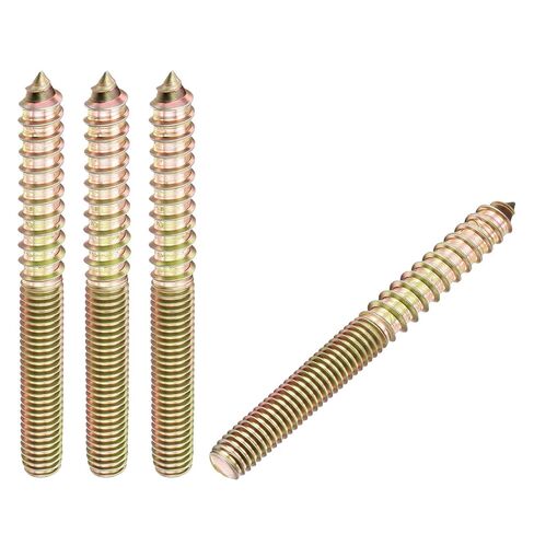 50 قطعة من براغي التعليق - [M4-0.7x25] مسامير خشبية مزدوجة الرأس لتجميع الأثاث الخشبي وإصلاحه، بقع وصلات قضيب خيط مزدوج، طلاء زنك ملون in Kuwait