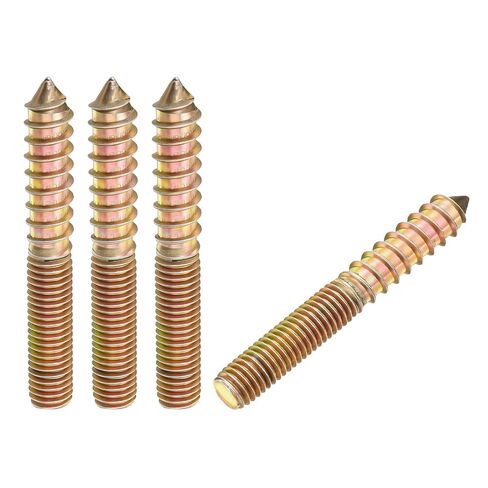 50 قطعة من براغي التعليق - [M4-0.7x25] مسامير خشبية مزدوجة الرأس لتجميع الأثاث الخشبي وإصلاحه، بقع وصلات قضيب خيط مزدوج، طلاء زنك ملون in Kuwait