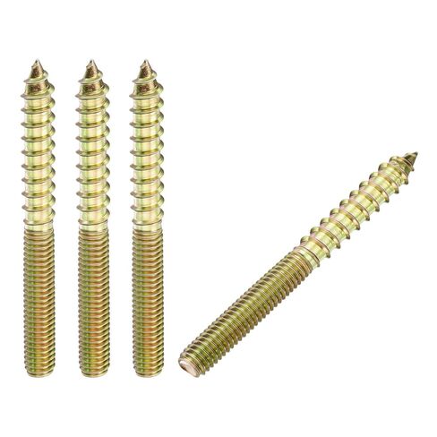 50 قطعة من براغي التعليق - [M4-0.7x25] مسامير خشبية مزدوجة الرأس لتجميع الأثاث الخشبي وإصلاحه، بقع وصلات قضيب خيط مزدوج، طلاء زنك ملون in Kuwait