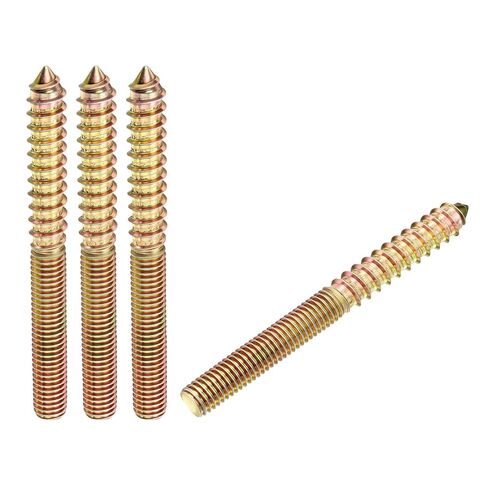 50 قطعة من براغي التعليق - [M4-0.7x25] مسامير خشبية مزدوجة الرأس لتجميع الأثاث الخشبي وإصلاحه، بقع وصلات قضيب خيط مزدوج، طلاء زنك ملون in Kuwait