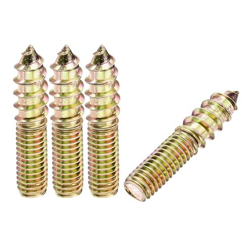 50 قطعة من براغي التعليق - [M4-0.7x25] مسامير خشبية مزدوجة الرأس لتجميع الأثاث الخشبي وإصلاحه، بقع وصلات قضيب خيط مزدوج، طلاء زنك ملون in Kuwait